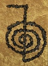 Reiki Symbol Cho Ku Rei black tourmaline gold background